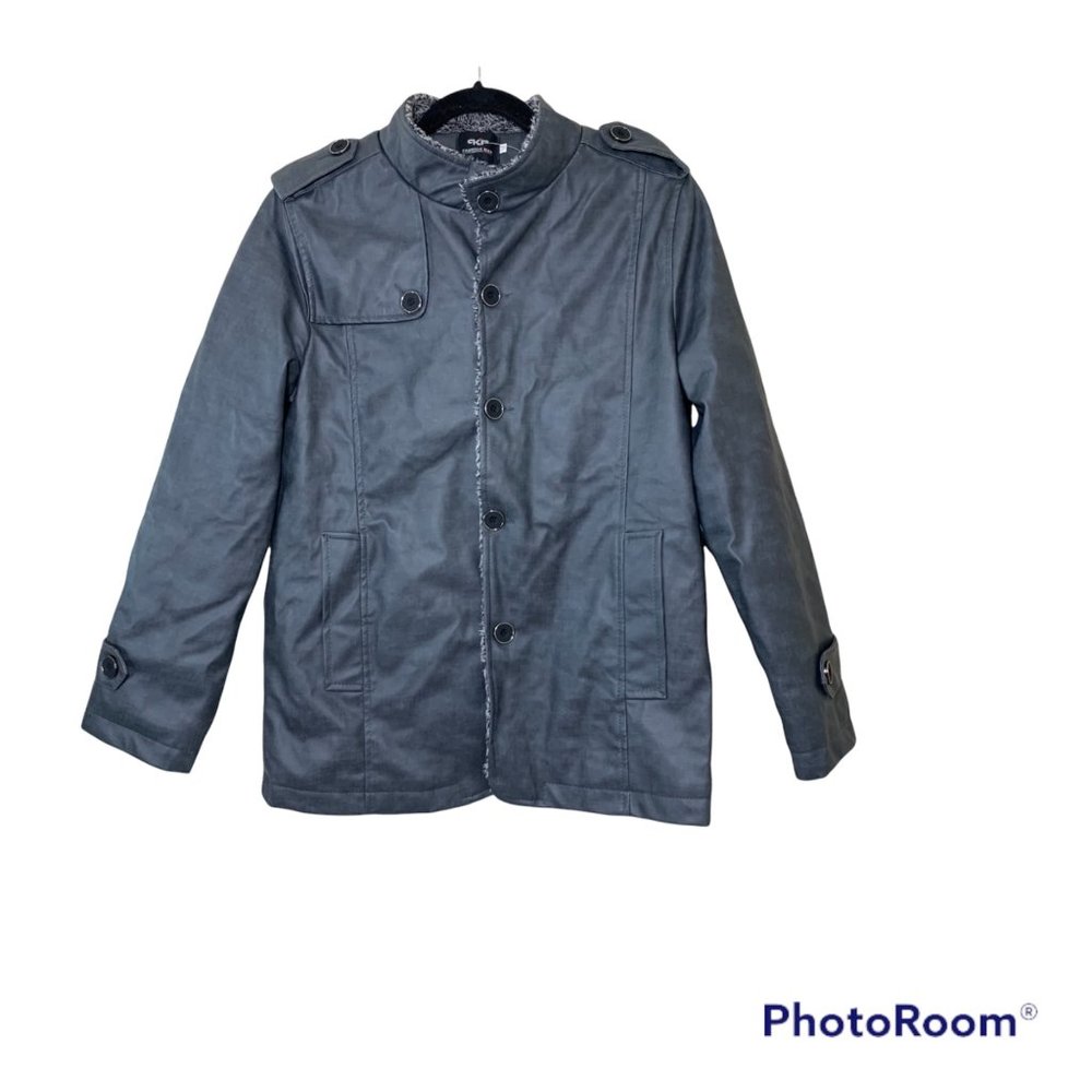CKP Fashion Button Up Gray Jacket Size L Surface PU